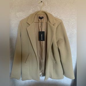 Matching two peice quilted blazer and bandeua bodycon tan color ‘oatmeal’